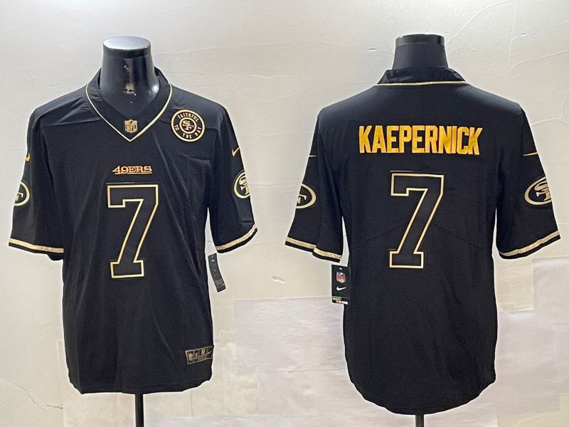 Men San Francisco 49ers #7 Kaepernick Black Gold Throwback 2024 Nike Limited NFL Jersey style 3